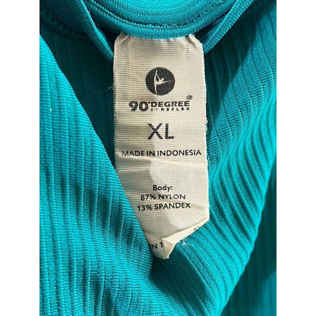 90 DEGREE BY REFLEX Women’s Blue Ribbed Crewneck Racerback Cropped Tank Top SZXL