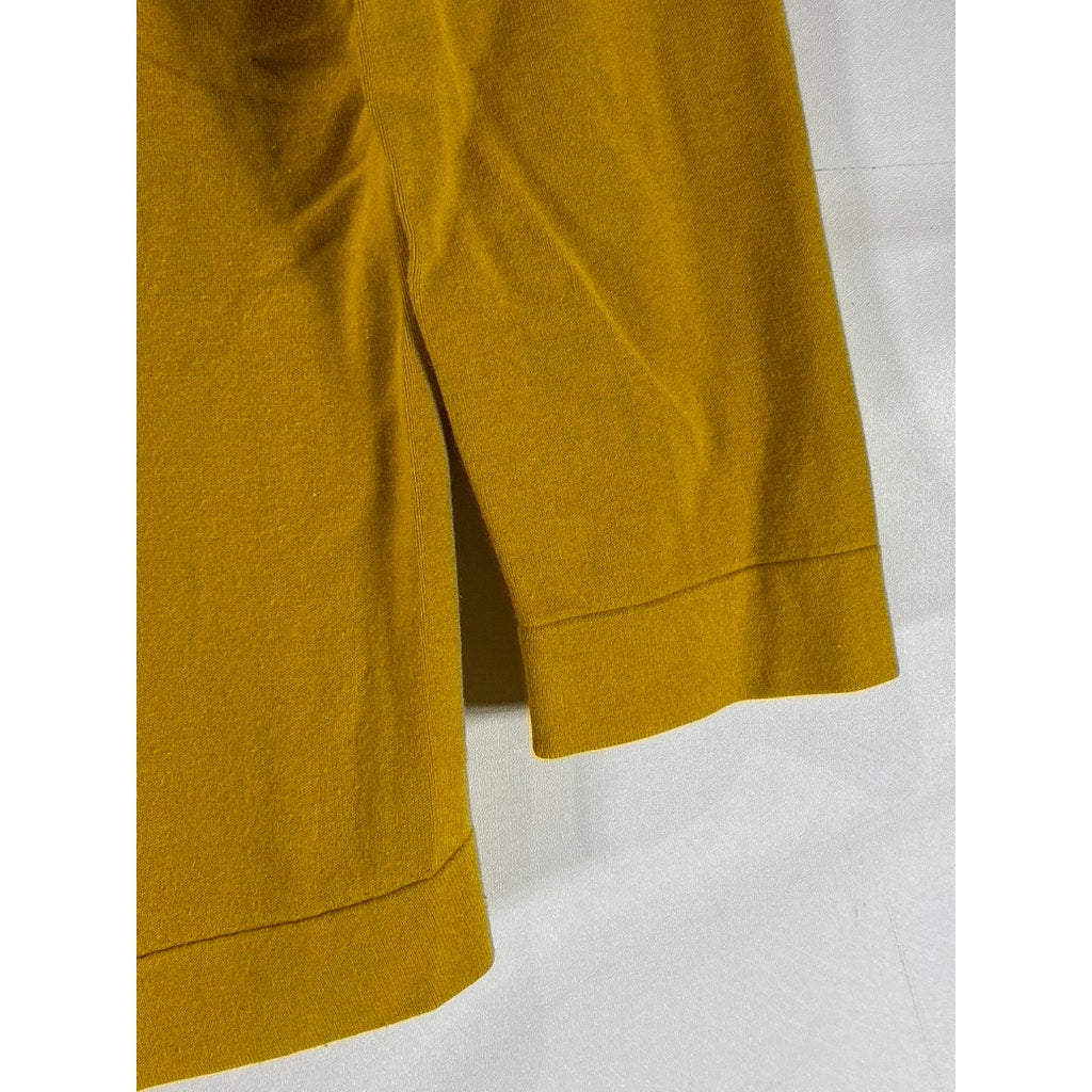 ANN TAYLOR Women's Yellow-Gold Solid Boatneck Long Sleeve Top SZ M