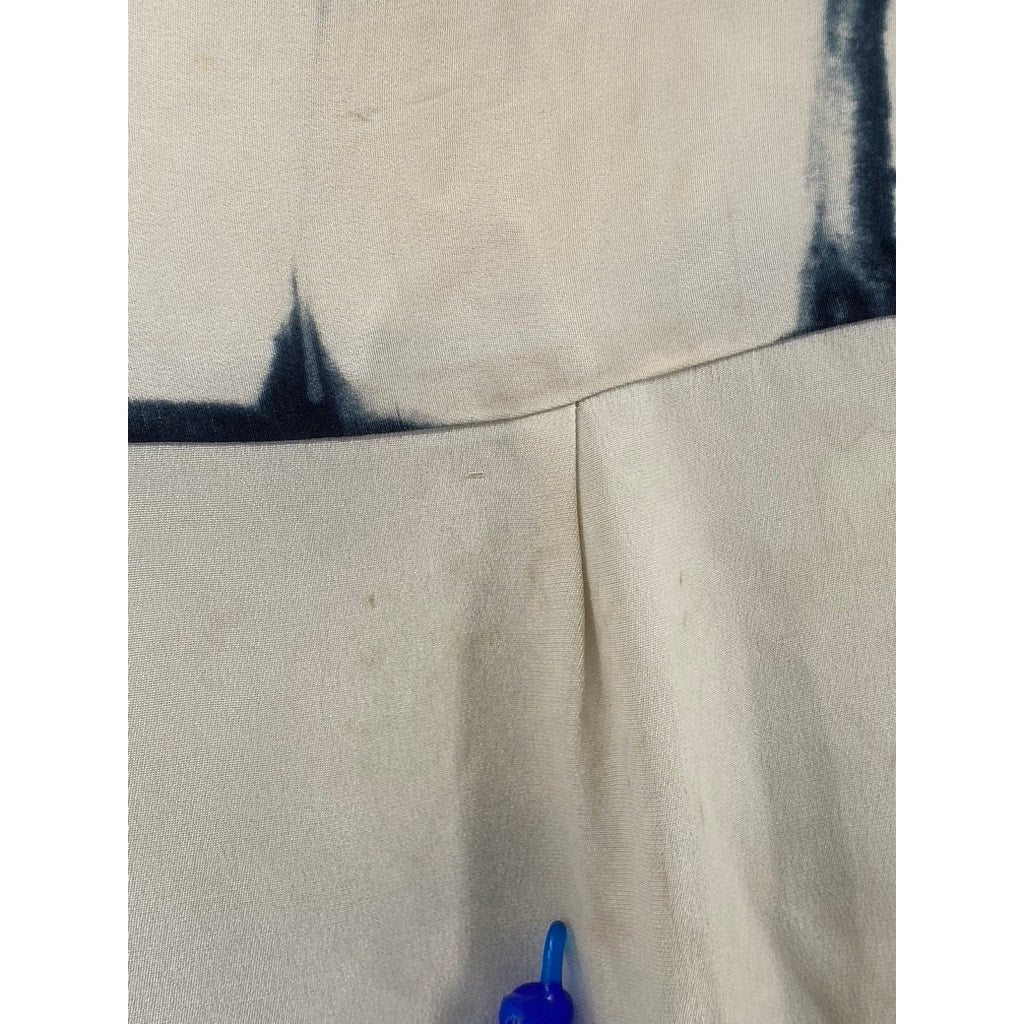 ADAM LIPPIES Women's Beige-Black Silk Printed Button-Up Tunic Top SZ 0