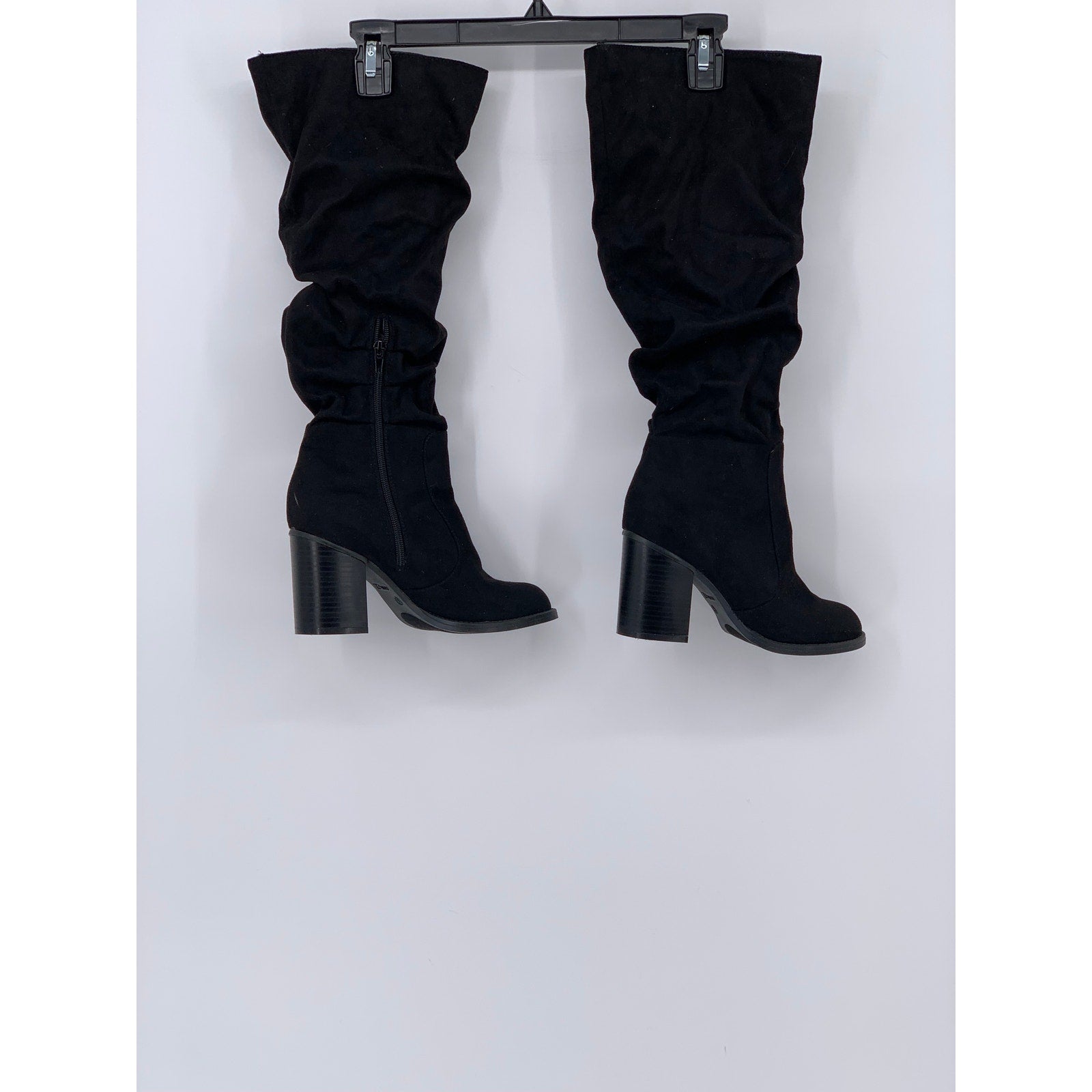 ROUGE HELIUM Women's Black Faux-Suede Sounding Round-Toe Knee-High Boots SZ 7