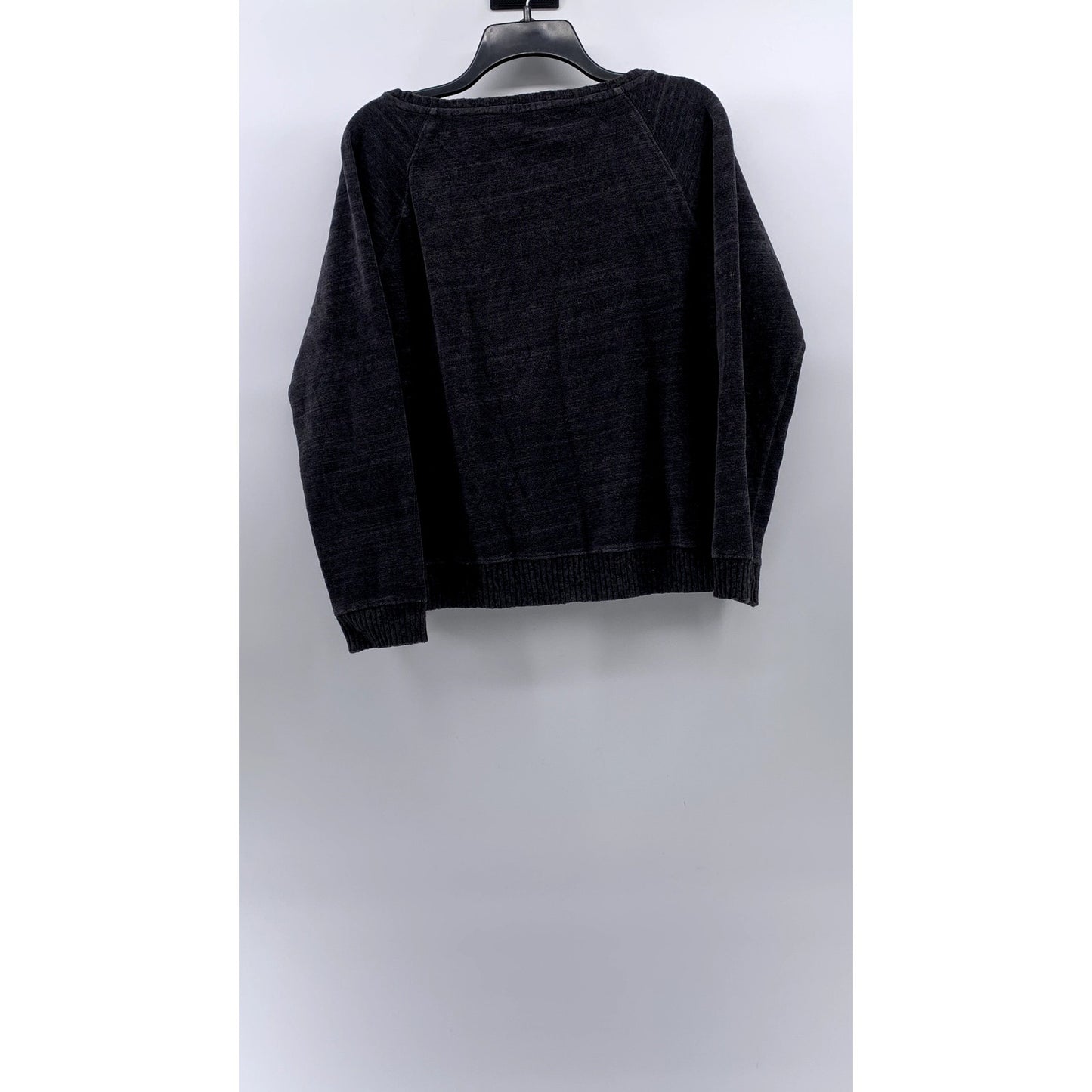 ANN TAYLOR LOFT Women's Washed Black Knit Scoop-Neck Long Sleeve Sweater SZ L