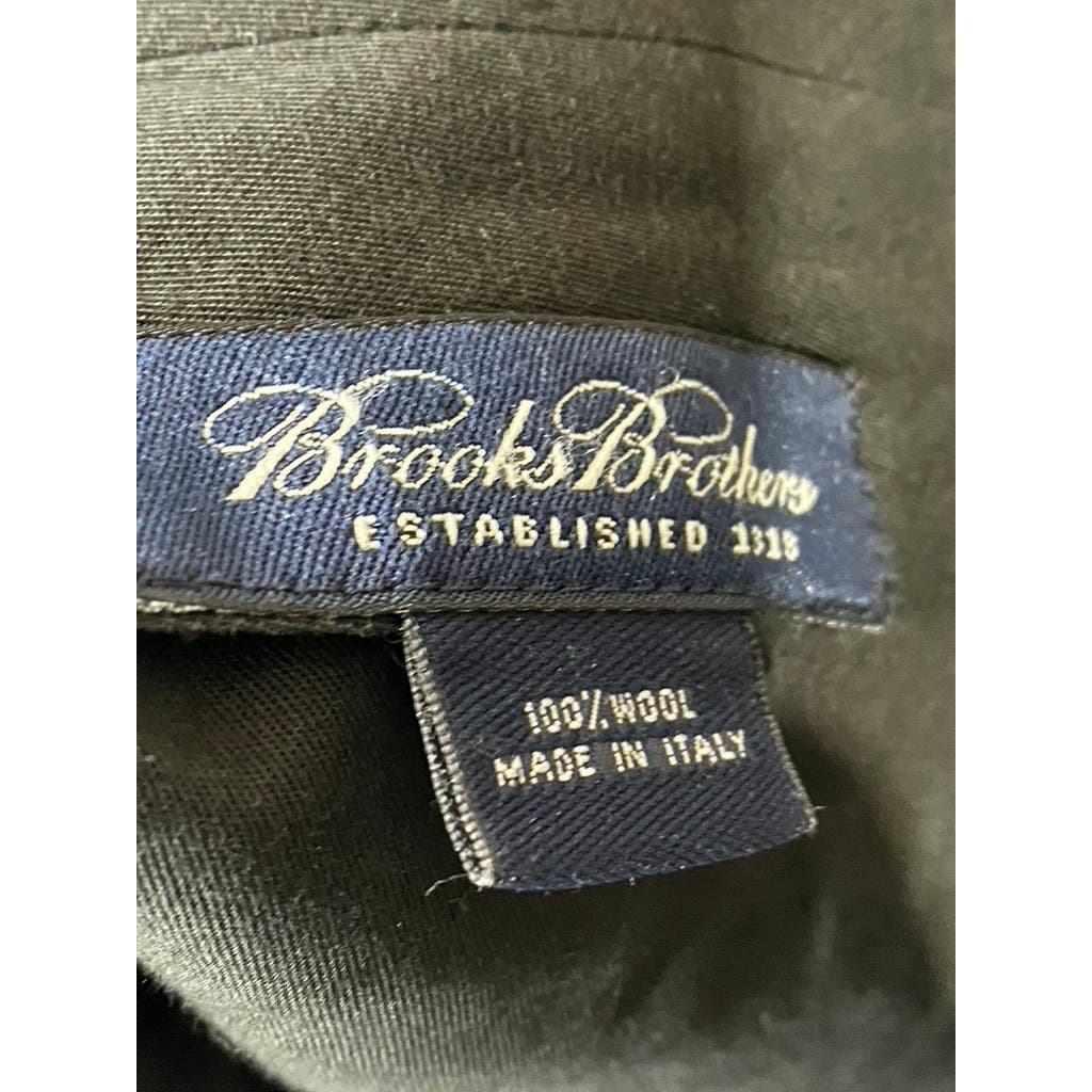 BROOKS BROTHERS Men's Black Solid Pleated-Front Cuffed Wool Dress Pants SZ 36X30