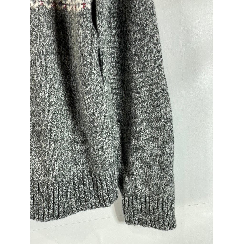 ABERCROMBIE & FITCH Men's Gray Heather Snowflake Print Crewneck Sweater SZ M