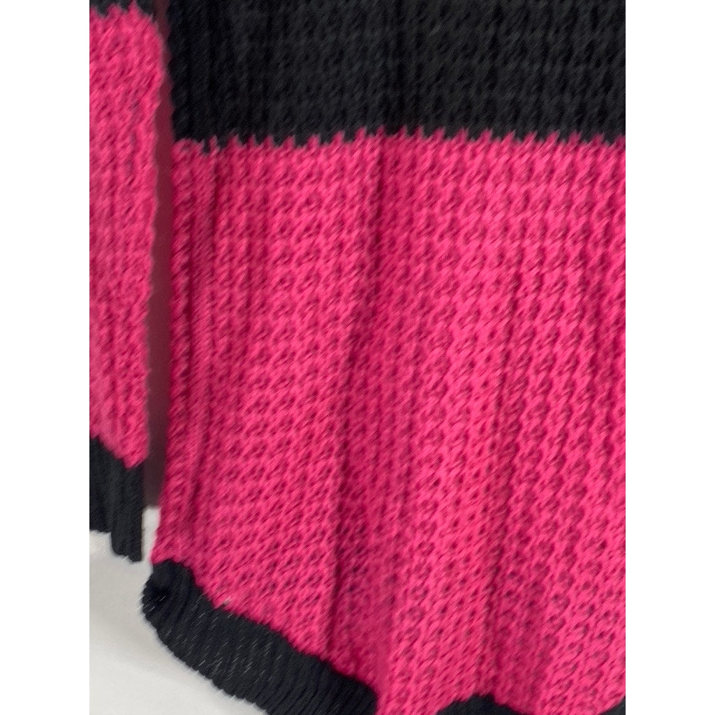 IM IN LOVE WITH DEREK Women's Pink/Black Striped Knit Pullover Sweater SZ M
