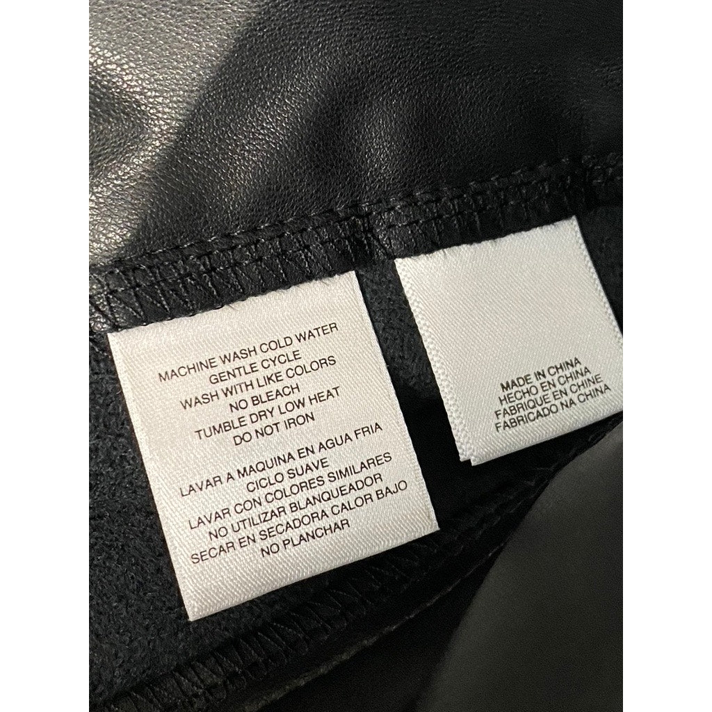 RACHEL RACHEL ROY Women's Black Faux Leather Ruffled Knee Length Skirt SZ 4
