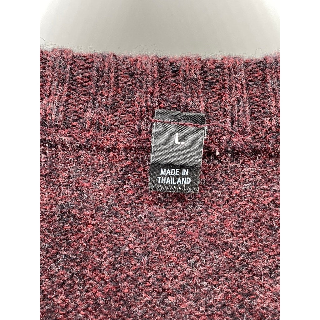 MUJI Men's Heather Burgundy Wool Crewneck Pullover Sweater SZ L