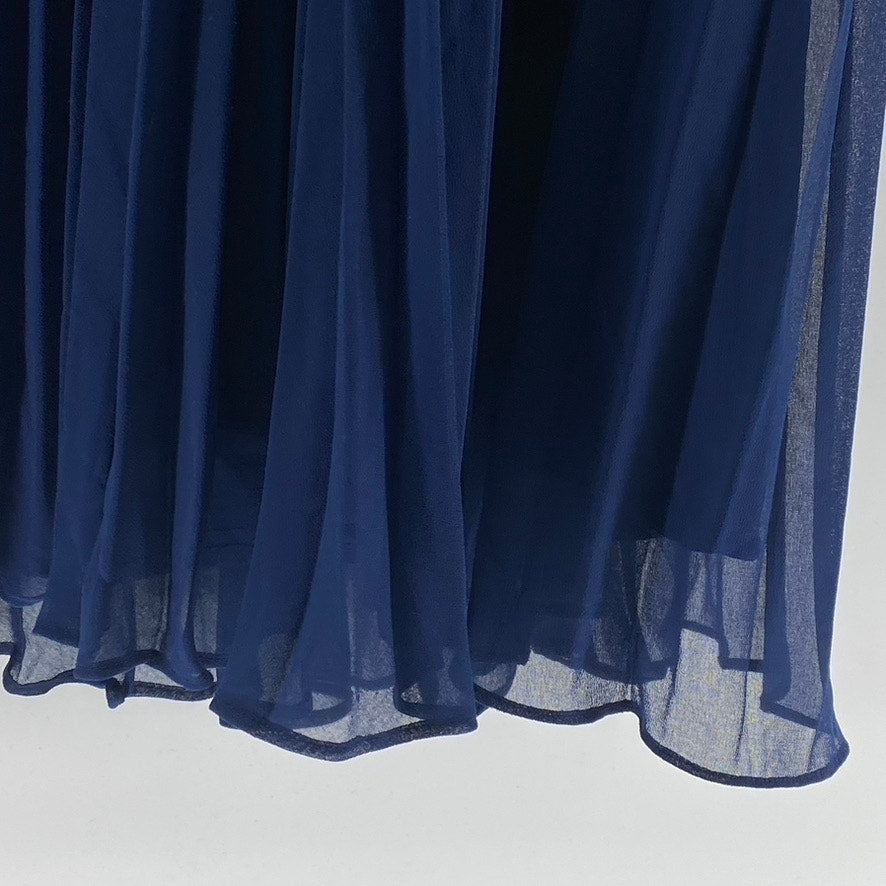 ASOS DESIGN Women's Dark Blue V-Neck Tie-Waist Pleated Midi Dress SZ 10