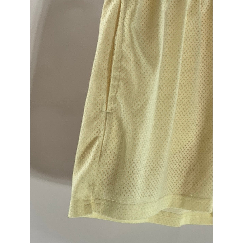FABLETICS Women's Beige Three-Point Mesh Checkered Basketball Shorts SZ S