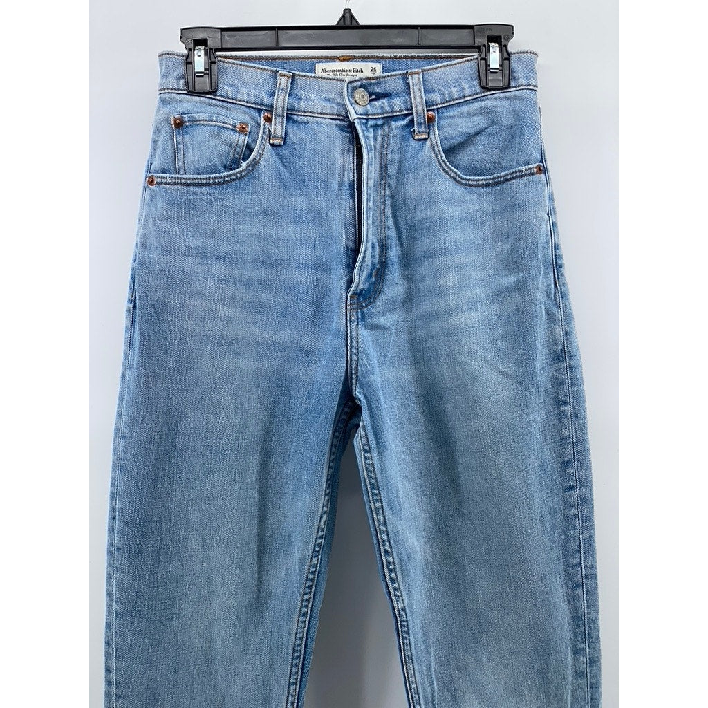 ABERCROMBIE & FITCH Women's Light Blue The 90's Slim Straight Jeans SZ 26