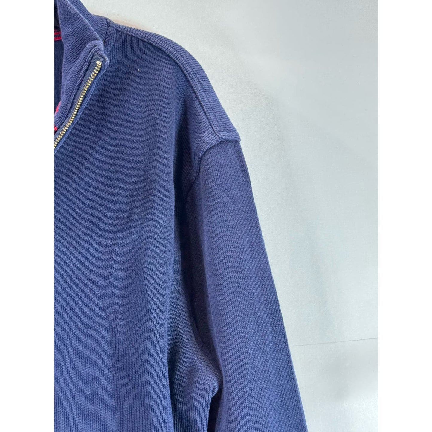 BANANA REPUBLIC Men's Navy Star Quarter-Zip Elbow-Patch Pullover Sweater SZ M