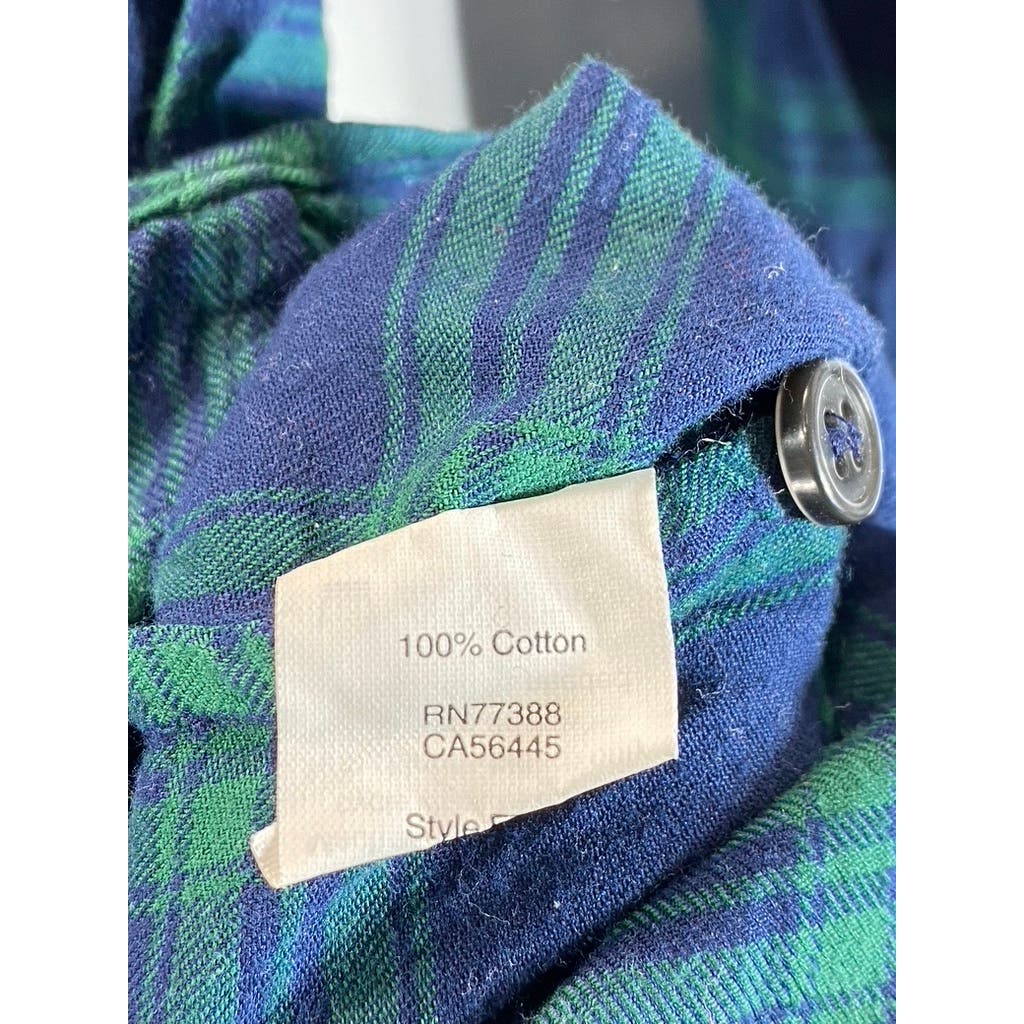 J. CREW Women's Green/Blue Plaid Boyfit Button-Up Long Sleeve Top SZ XS
