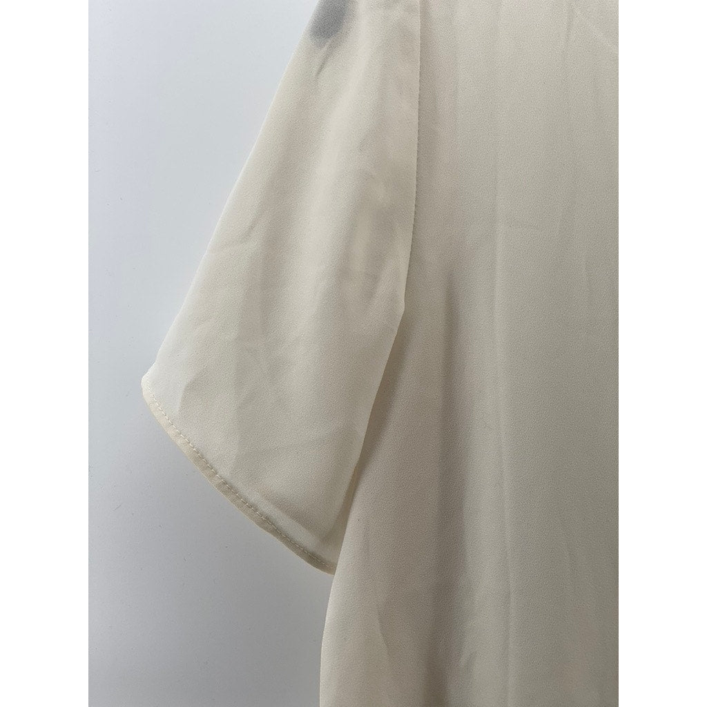 BANANA REPUBLIC Women's Petite Cream Crewneck Short Sleeve Blouse SZ XS/P