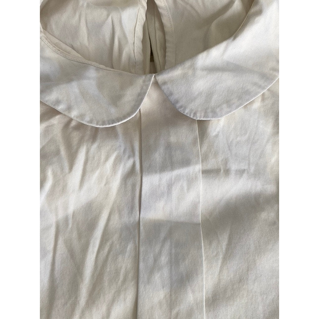 ZARA Women's Off-White Bib Collar Long Sleeve Button-Up Top SZ XS