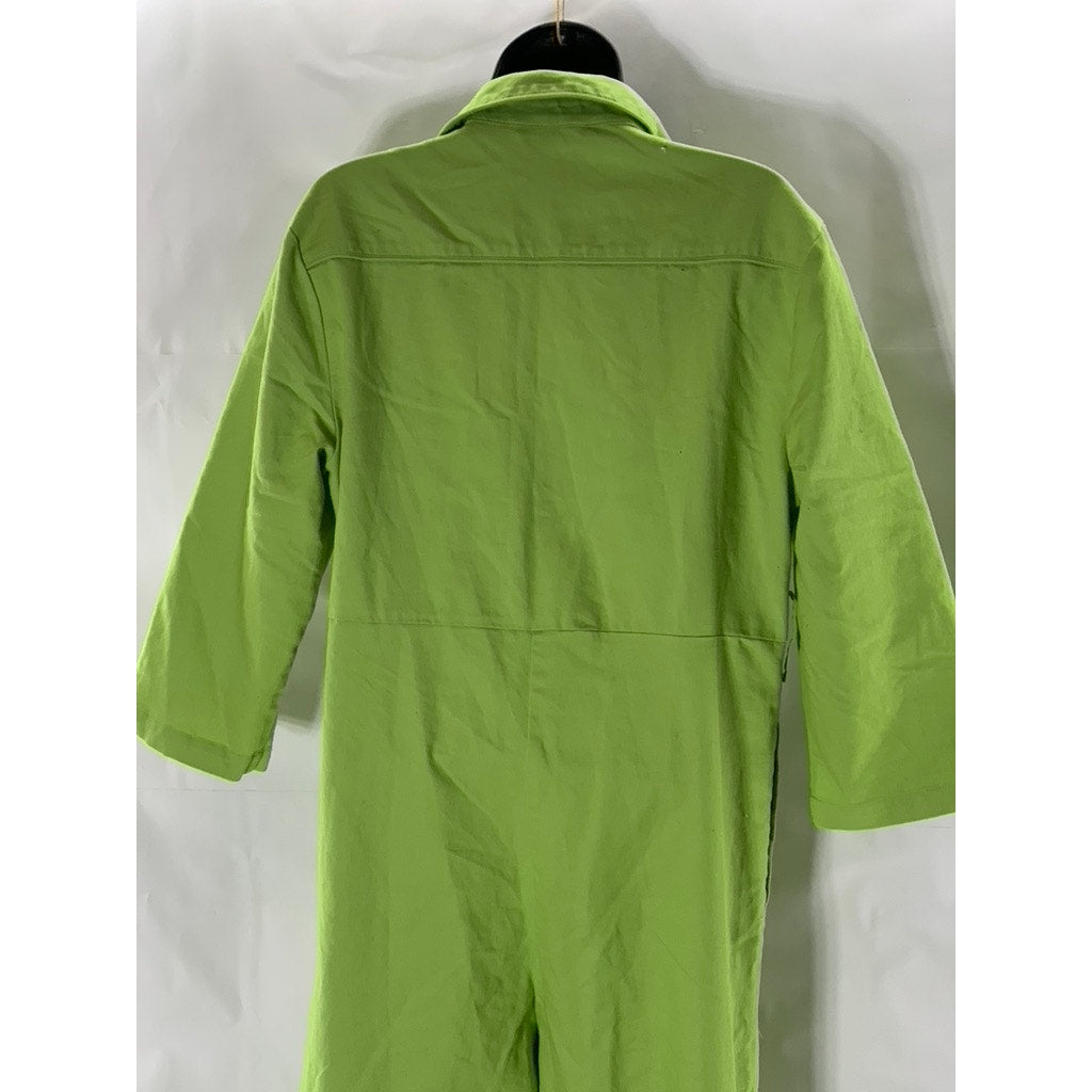 HOUSE OF SUNNY Women's Green Button-Front Elbow Sleeve Coverall Jumpsuit SZ 10