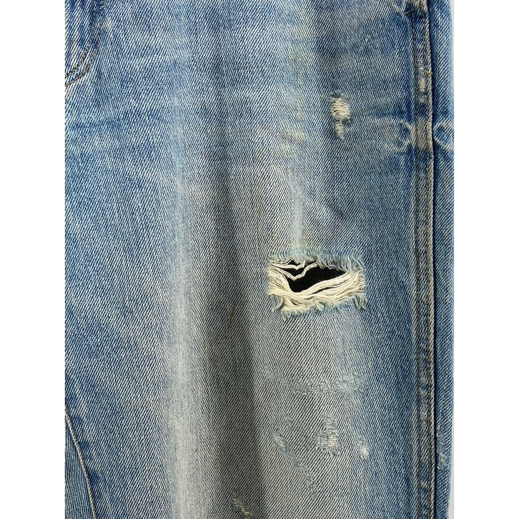 ZARA TRF IX'D Women's Light Blue Denim Distressed Flare Streetwear Y2K Jean SZ 8