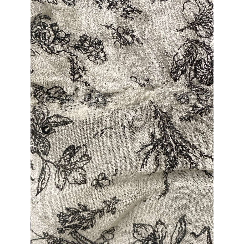 ZARA Women's Light Gray Floral Sequin Embellished Long Flare Sleeve Top SZ L