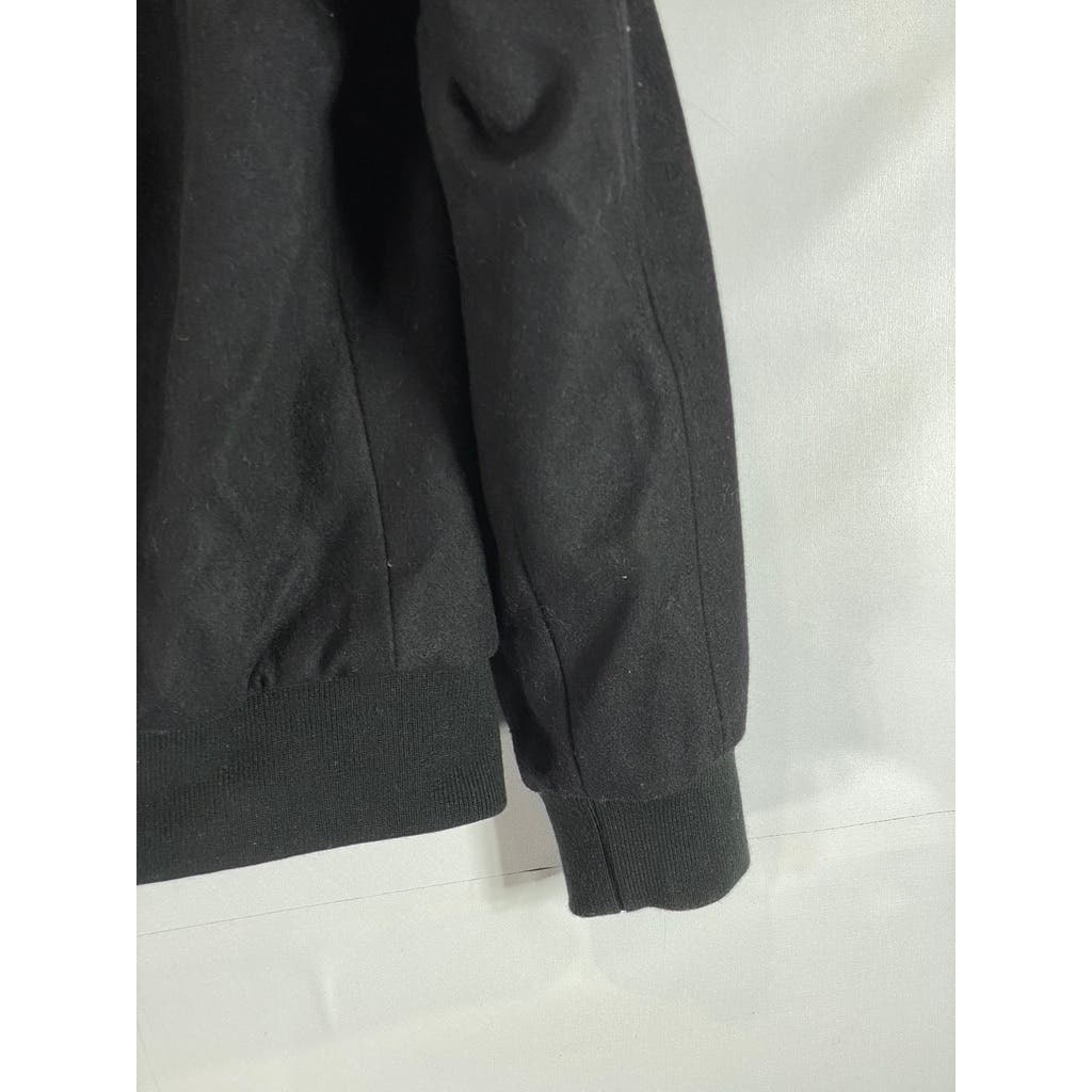 CALVIN KLIEN Men's Black Wool-Blend Knit-Trim Bomber Zip-Up Jacket SZ S