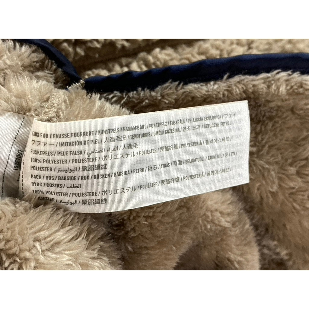 ABERCROMBIE & FITCH Women's Tan/Navy Faux Sherpa Quarter-Zip Sweater SZ S