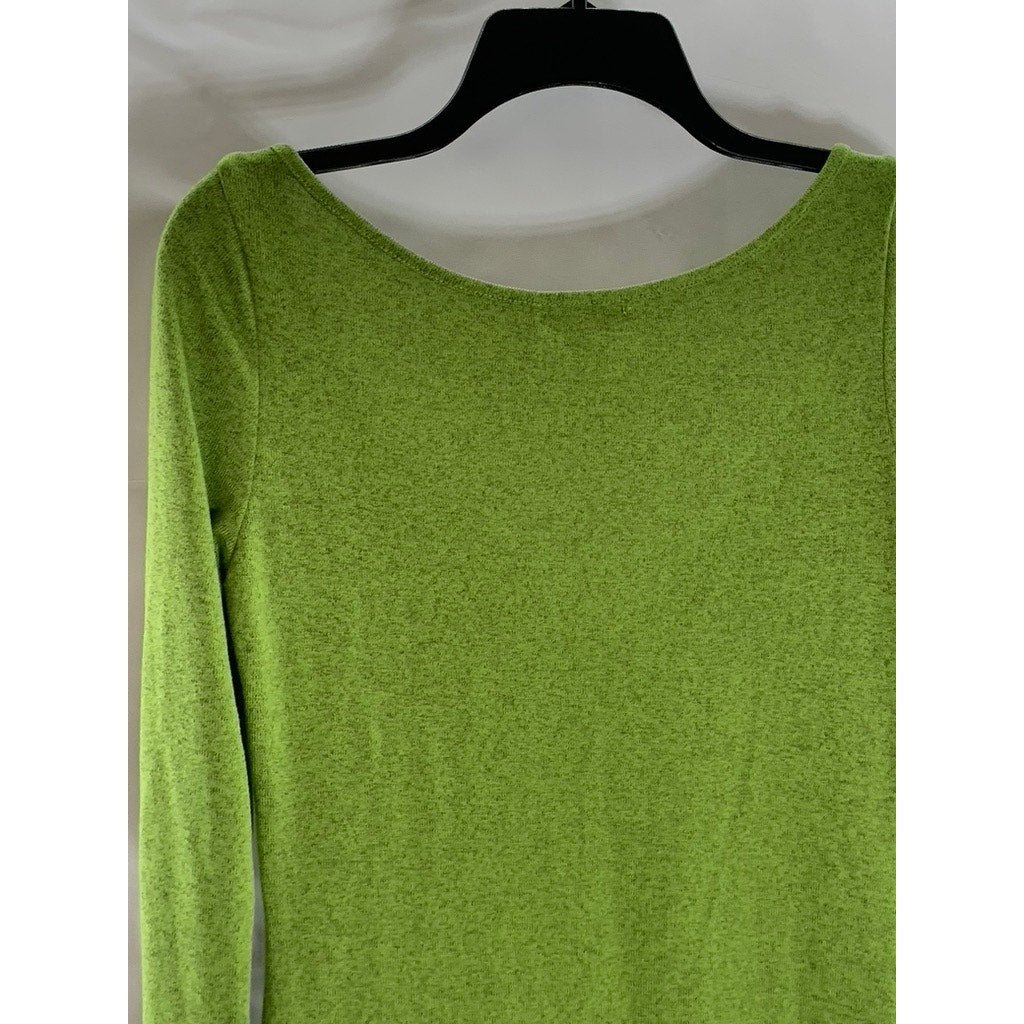 SHEIN Women's Green V-Neck Twist-Front Long Flare Sleeve Knit Top SZ L