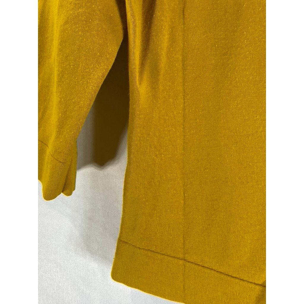 ANN TAYLOR Women's Yellow-Gold Solid Boatneck Long Sleeve Top SZ M