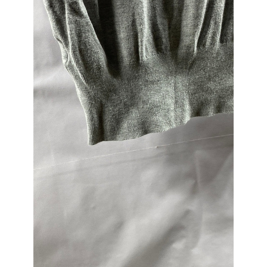 ZARA Women's Light Gray Crewneck Plain Knit Basic Short Sleeve Top SZ S