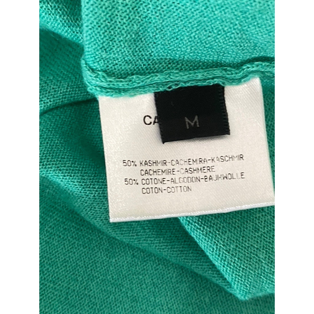 CALVIN KLEIN Collection Women's Green Crewneck Cashmere-Cotton Knit Sweater SZ M