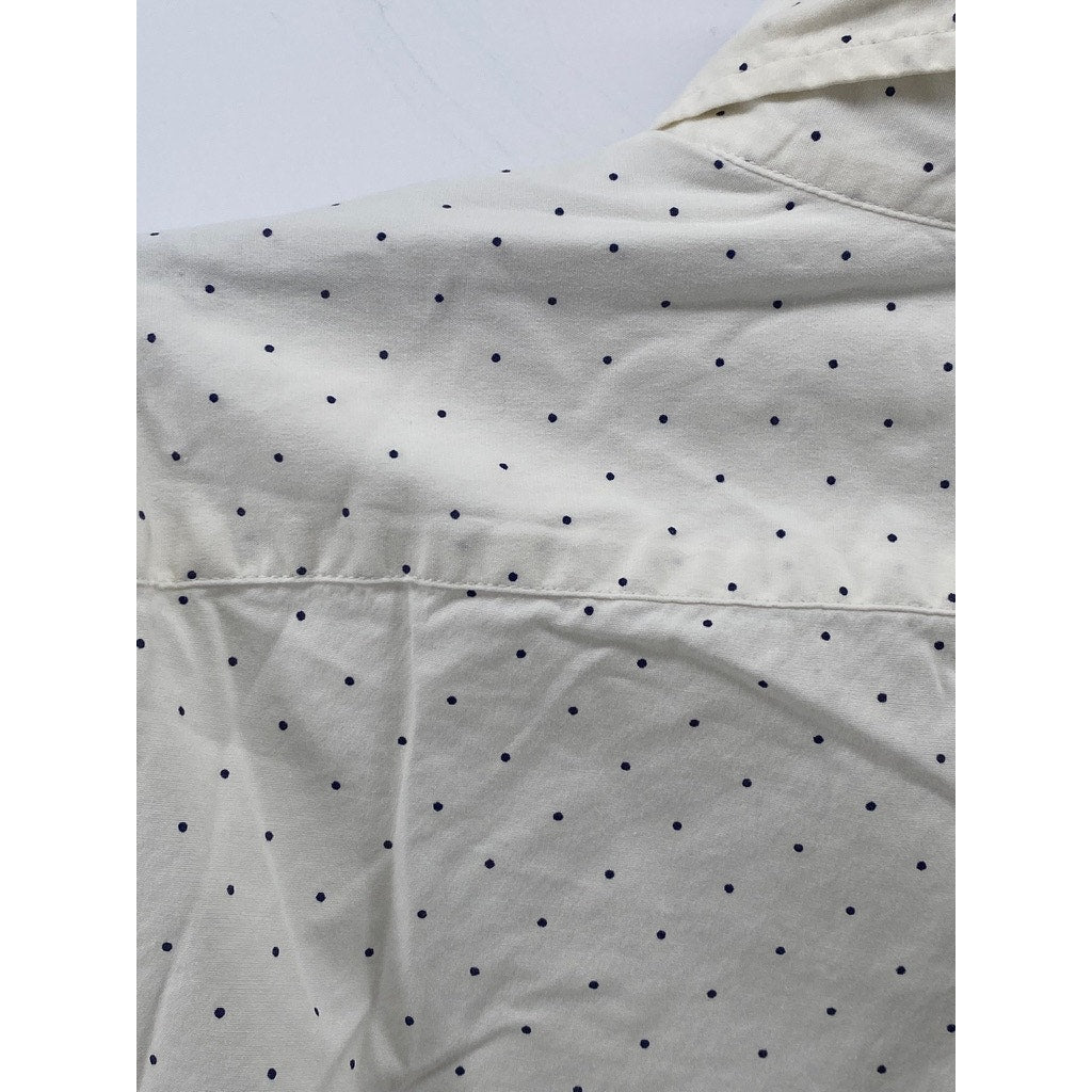 J.CREW Men's White Dot Print Stretch Organic Cotton Slim-Fit Button-Up Shirt SZM