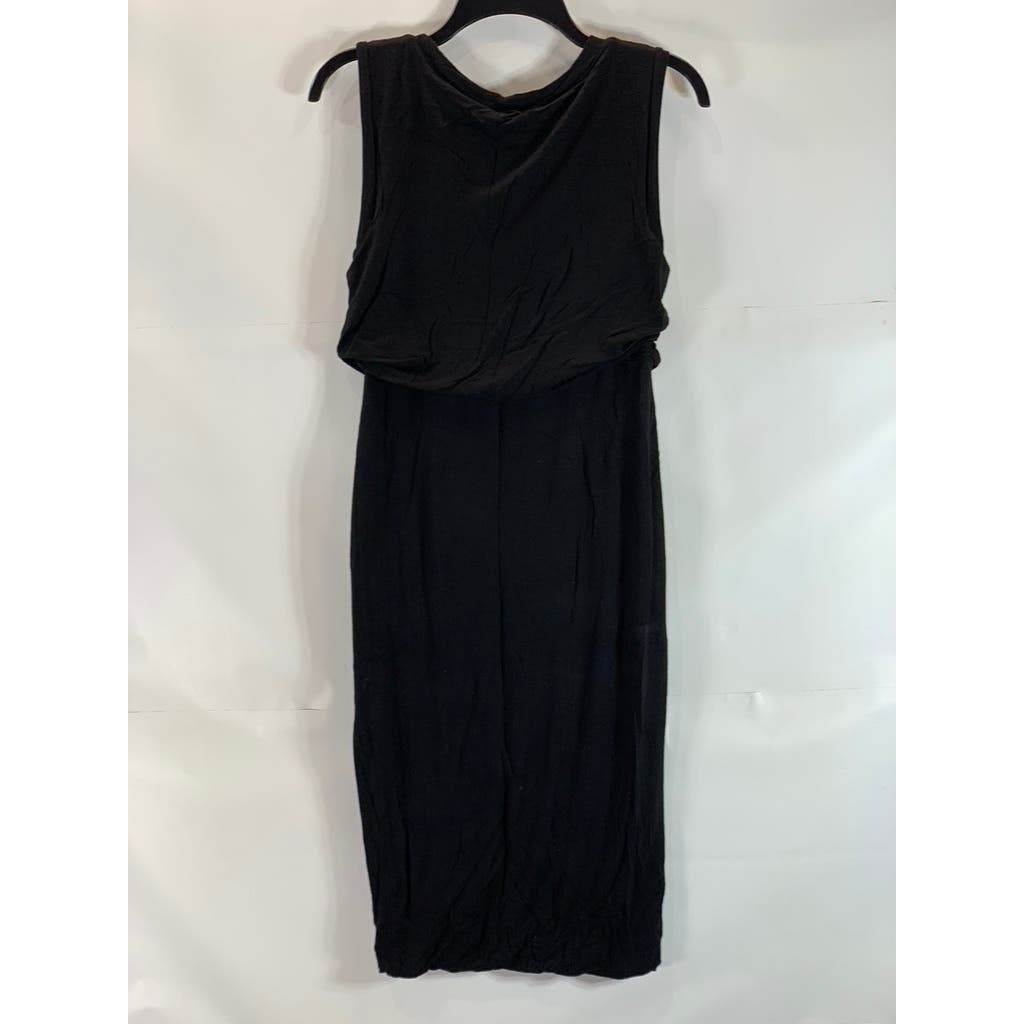 LEITH Women's Solid Black Sleeveless Casual Pullover Knee-Length Dress SZ M