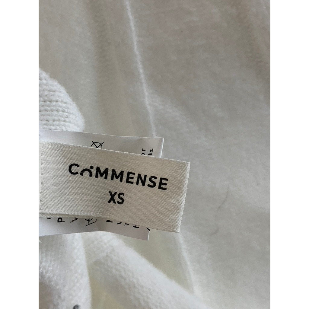 COMMENSE Women's Off-White Piping Mock-Neck Long Sleeve Knit Top SZ XS(US2)