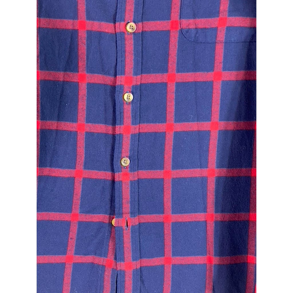J. CREW Men's Navy Plaid Classic-Fit Button-Up Long Sleeve Flannel Shirt SZ XL