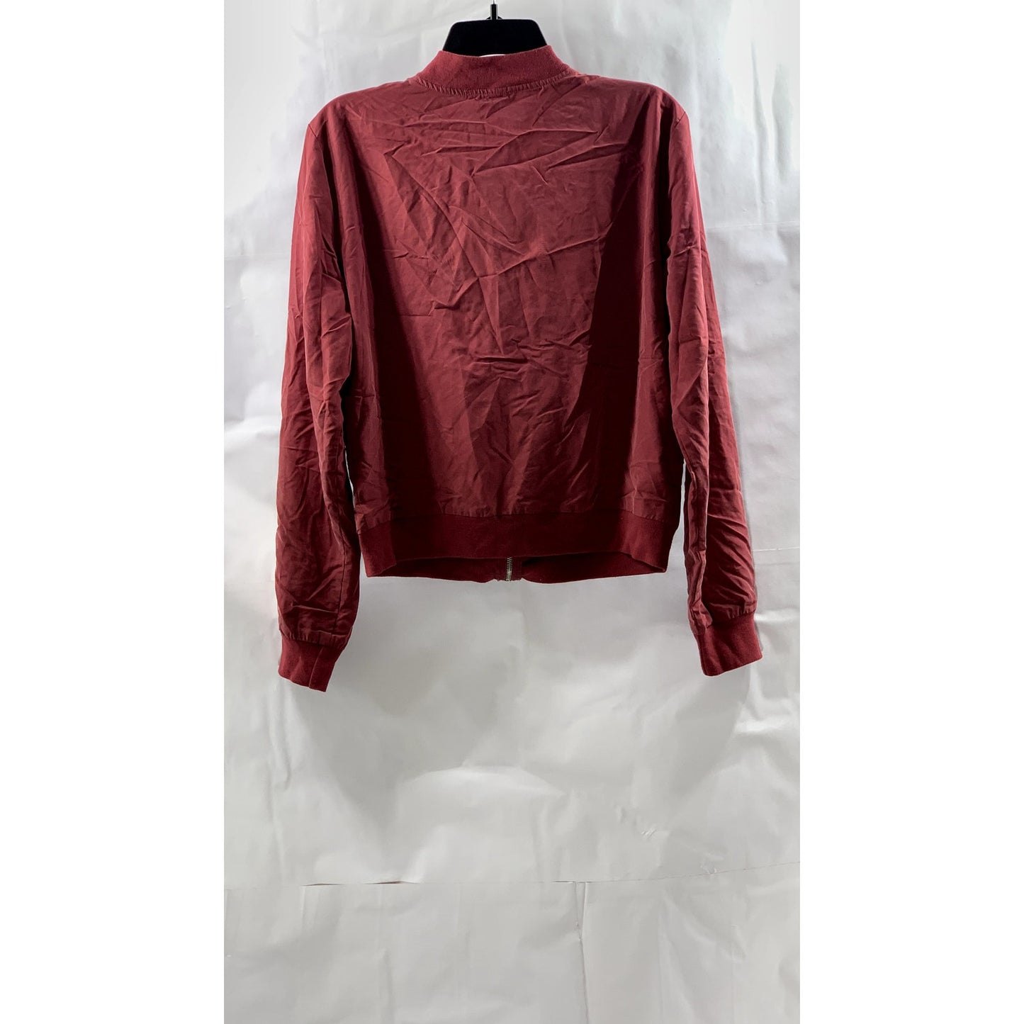 AMERICAN APPAREL Women's Burgundy-Red Zip-Up Bomber Jacket SZ M