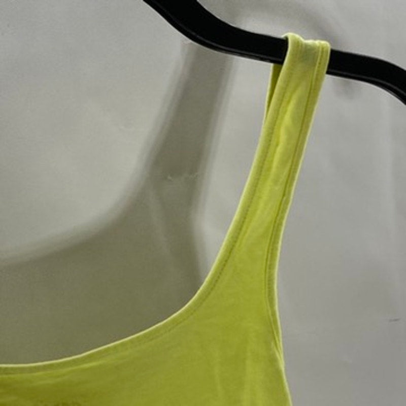 AERIE Women's Neon Yellow Straight-Neck Casual Tank Crop Top SZ XS