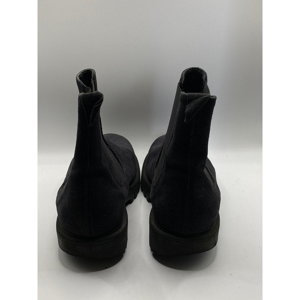 Women’s Navy Blue Faux Suede Round-Toe Lug-Sole Ankle Boots SZ 7