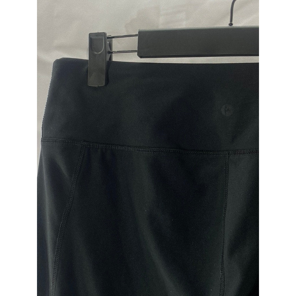 90 DEGREES BY REFLEX Women's Black Mesh High-Rise Cropped Leggings SZ L