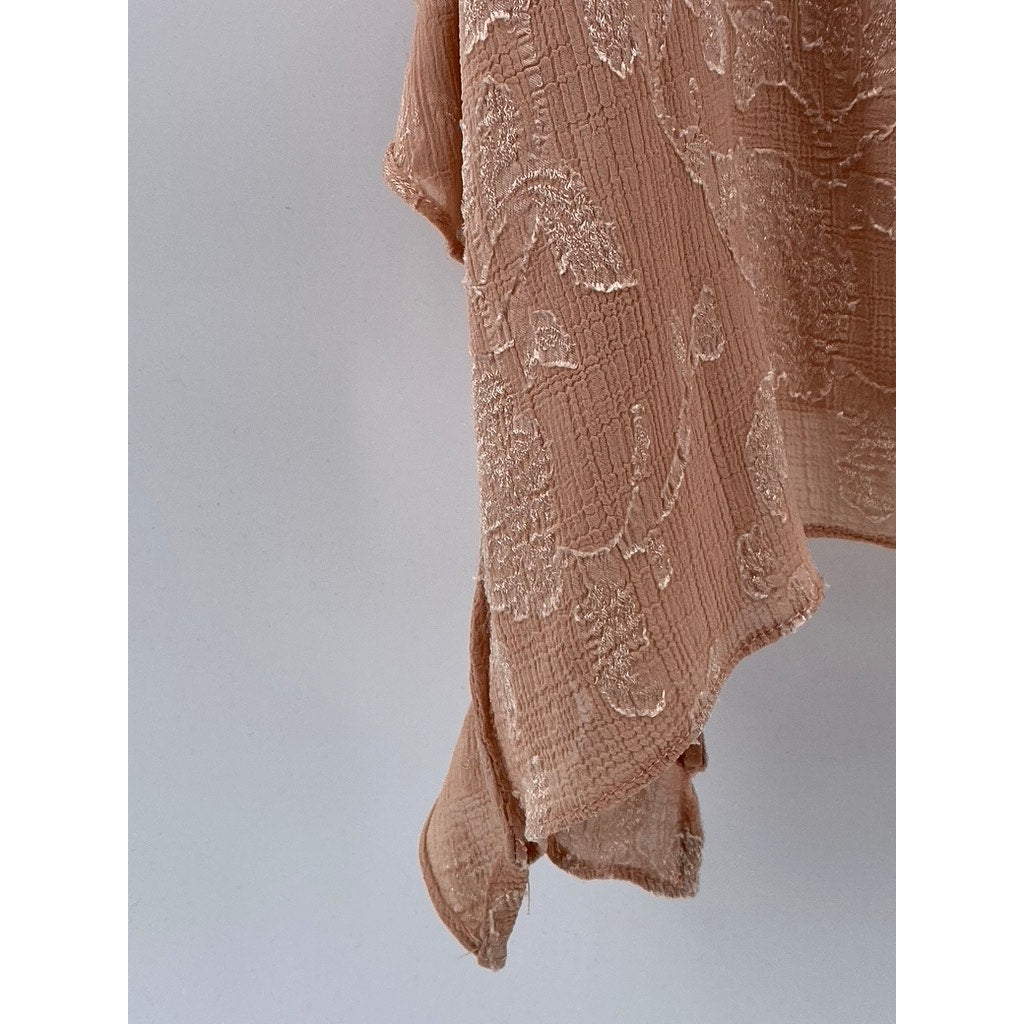ZARA Women's Salmon Pink Jacquard Ruffle Spaghetti Strap V-Neck Tank Top SZ M