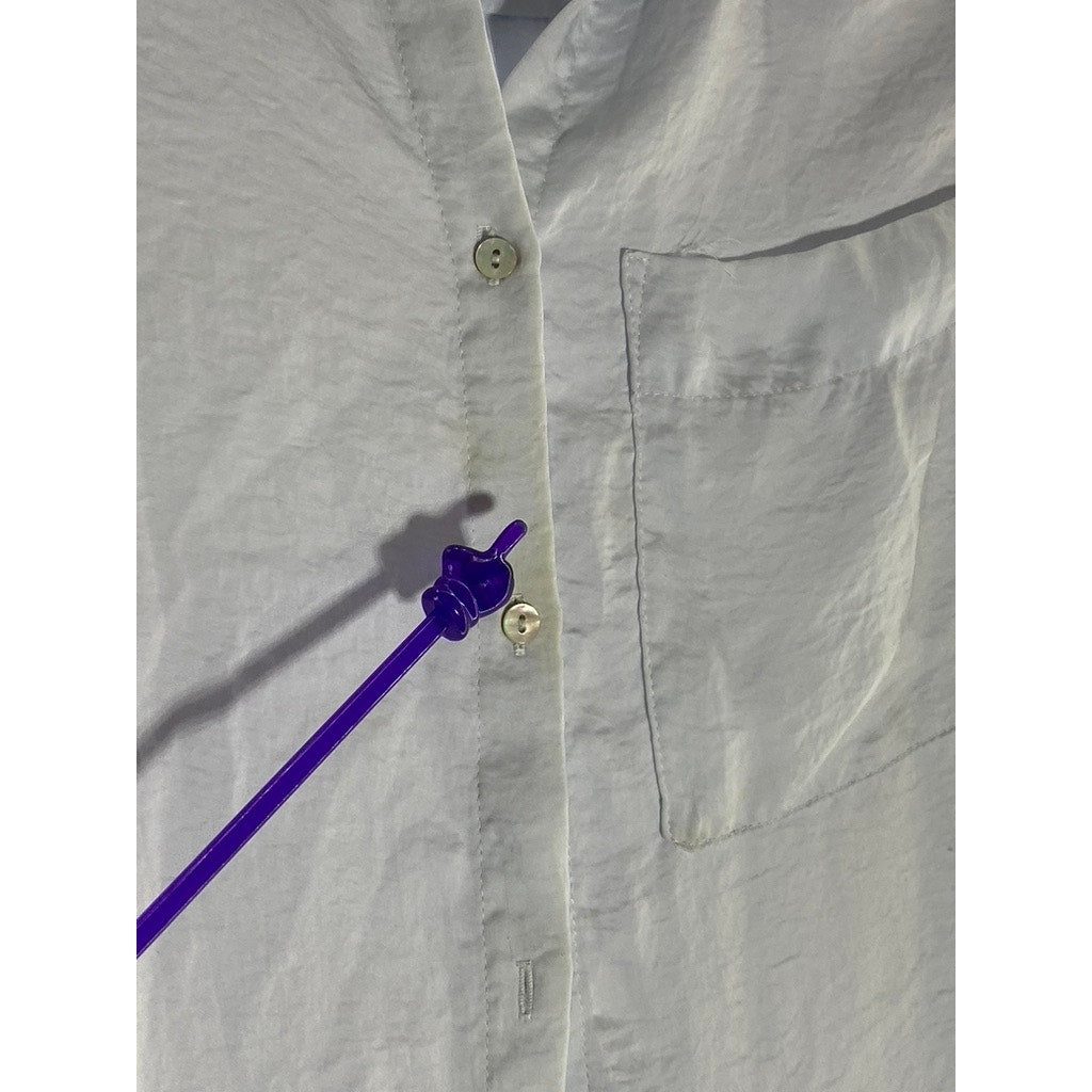 H&M Women's Light Blue Hi-Low Button-Up Long Sleeve Tunic Top SZ 2
