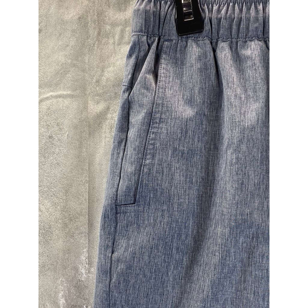 EDDIE BAUER Men's Blue Denim Chambray Pull On Drawstring Shorts SZ M
