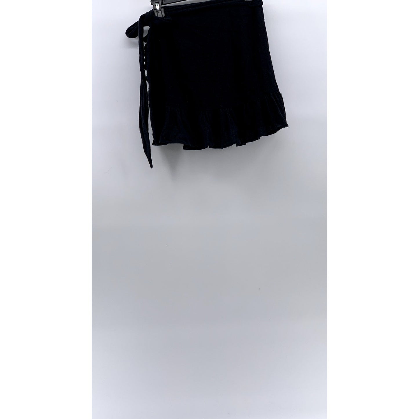 ZARA Women's Black Knit Ruffle-Trim Wrap Mini Skirt SZ XS