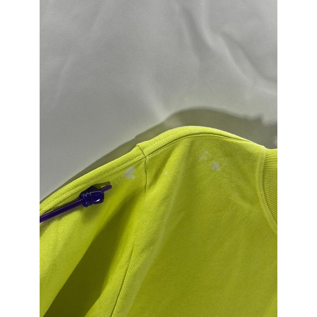 AGOLDE Women's Tarte Neon Green Thora Crewneck 3/4 Sleeve Sweatshirt SZ S