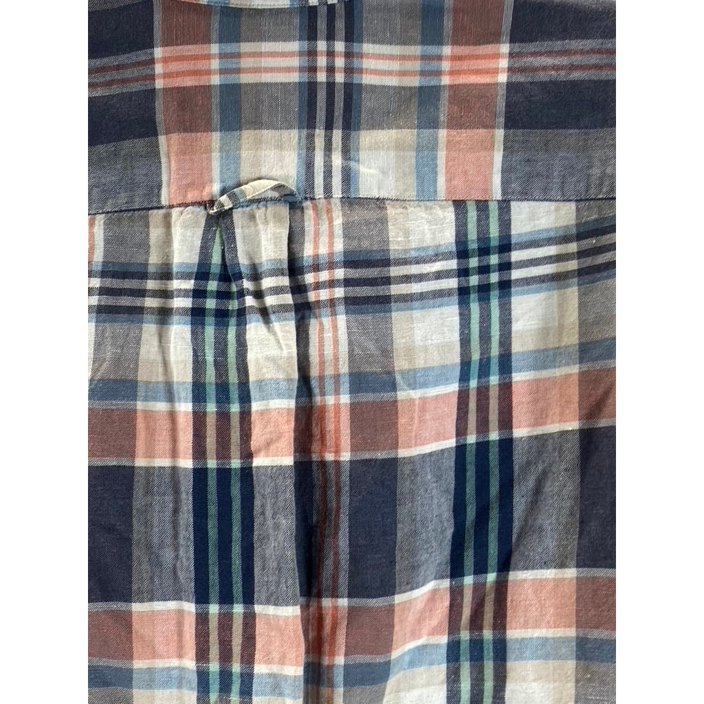 AMERICAN EAGLE Men's Blue/Orange Plaid Seriously Soft Classic Shirt SZ M