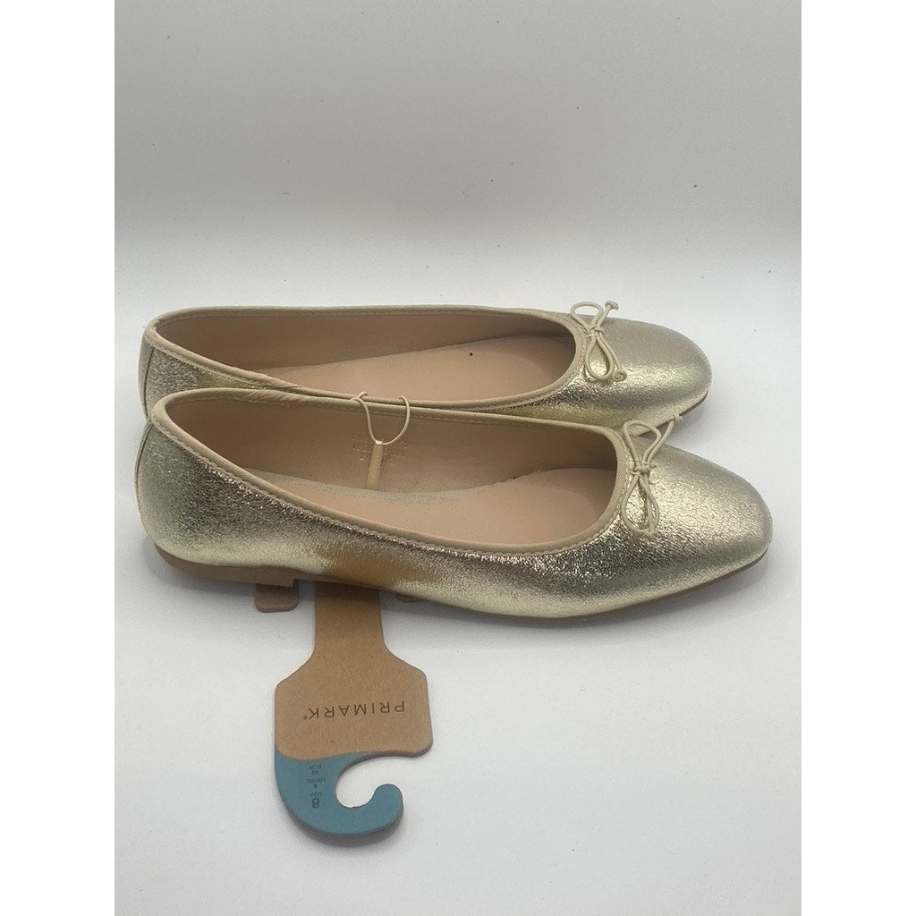 PRIMARK Women's Gold Metallic Round-Toe Slip-On Ballet Flats SZ 8