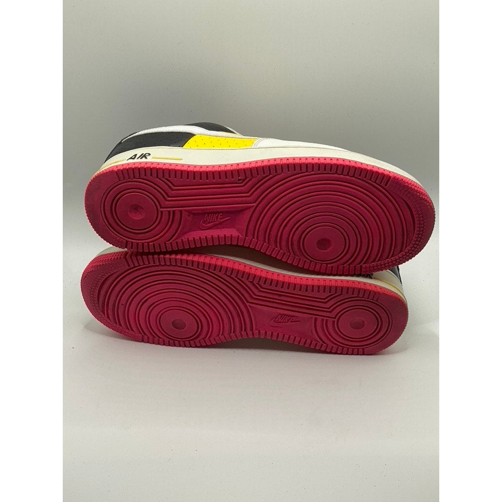 NIKE Women’s White-Pink-Yellow Air Force 1 ‘07 Lace-Up Sneakers SZ 8.5