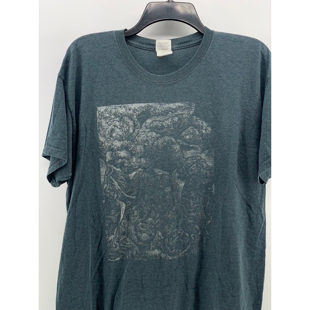 GILDAN Men's Blue Crewneck Renaissance Graphic Short Sleeve Casual T-Shirt SZ L