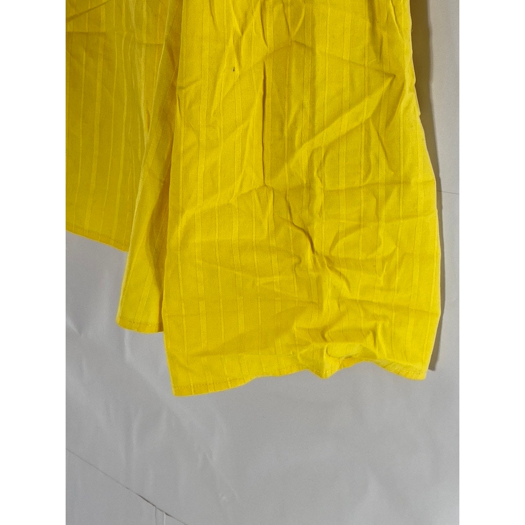 SPENSE Women's Mustard Yellow Striped Regular-Fit Button-Up Long Sleeve Top SZXL