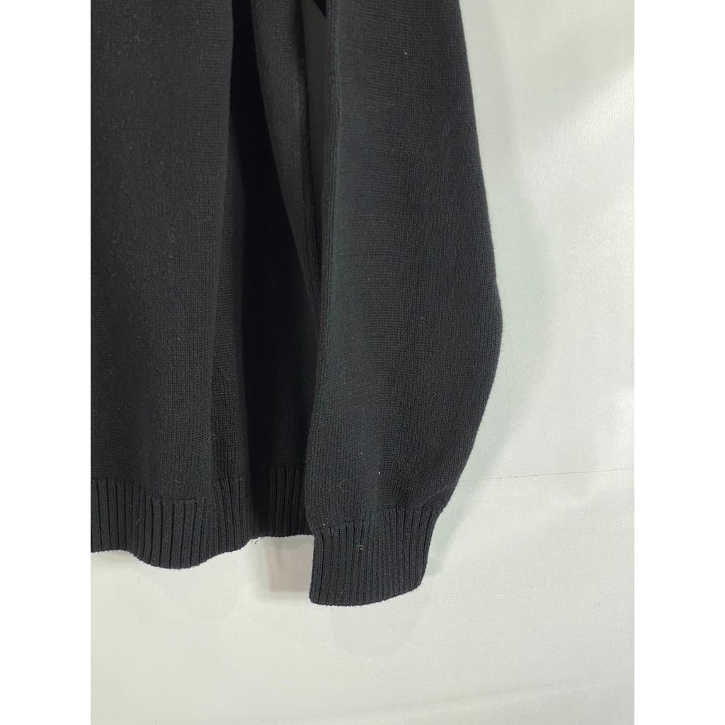 JOHN HENRY Men's Solid Black Ribbed Shoulder Quarter-Zip Pullover Sweater SZ XL