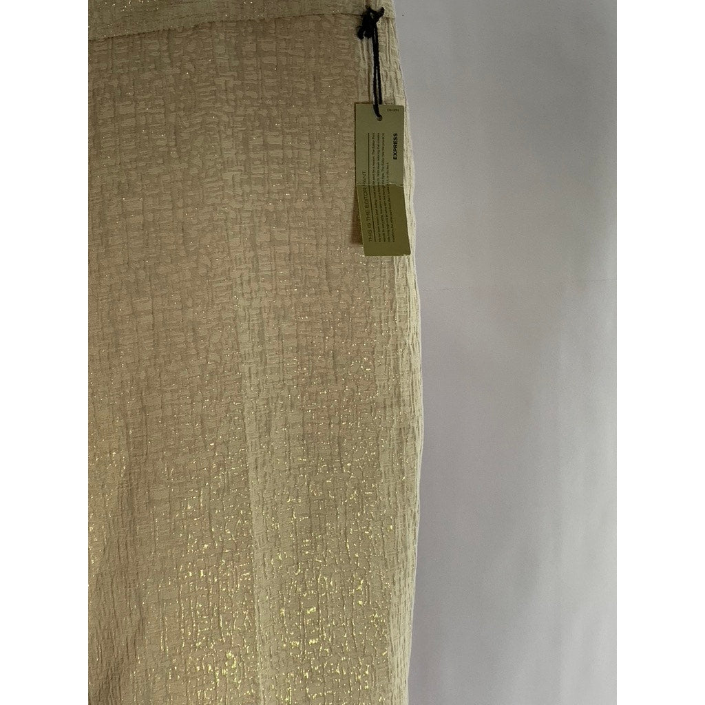 EXPRESS Women's Gold Metallic Editor Low-Rise Straight Ankle Pants SZ 14R