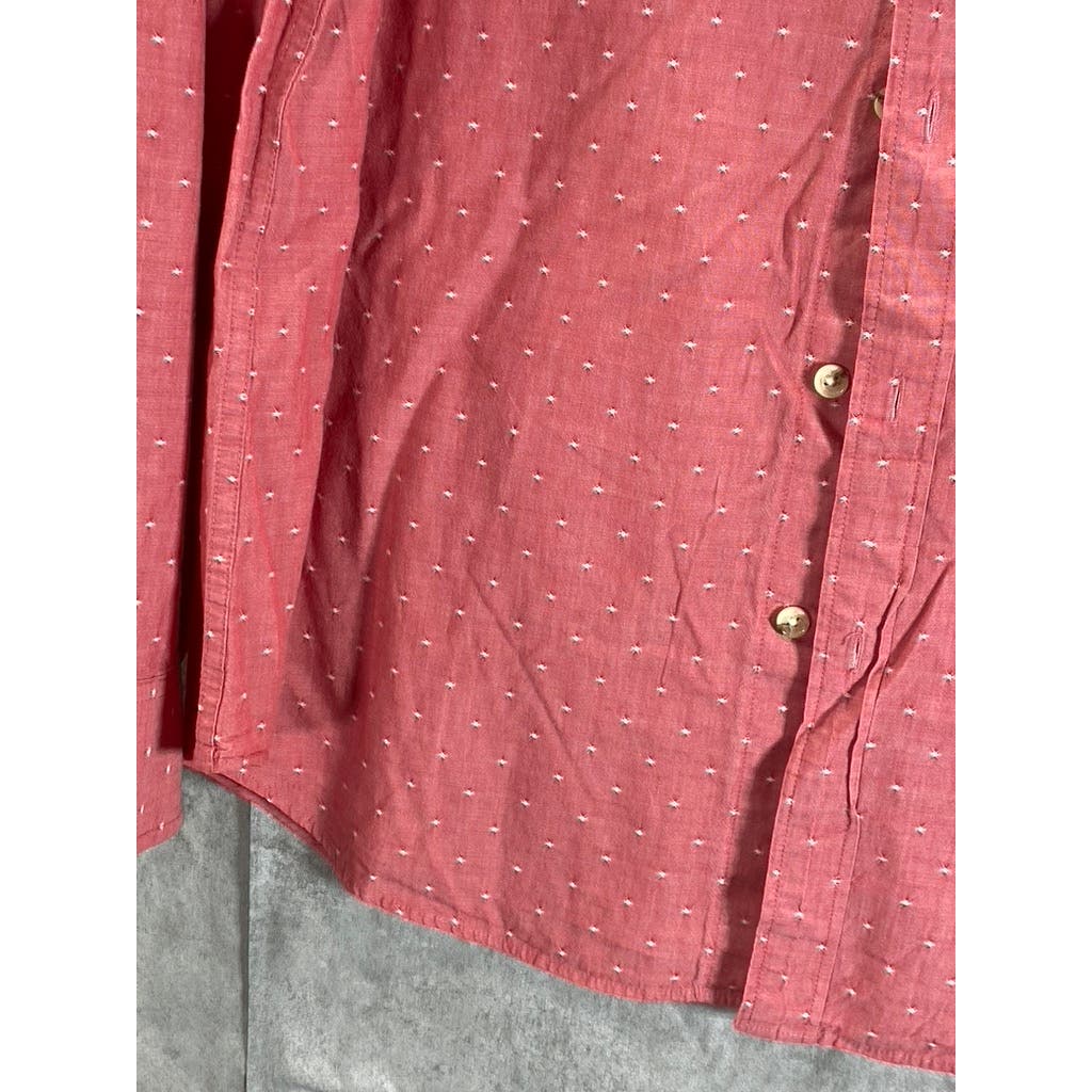 J.CREW Men's Red Textured Regular-Fit Cotton Button-Up Long Sleeve Shirt SZ XL