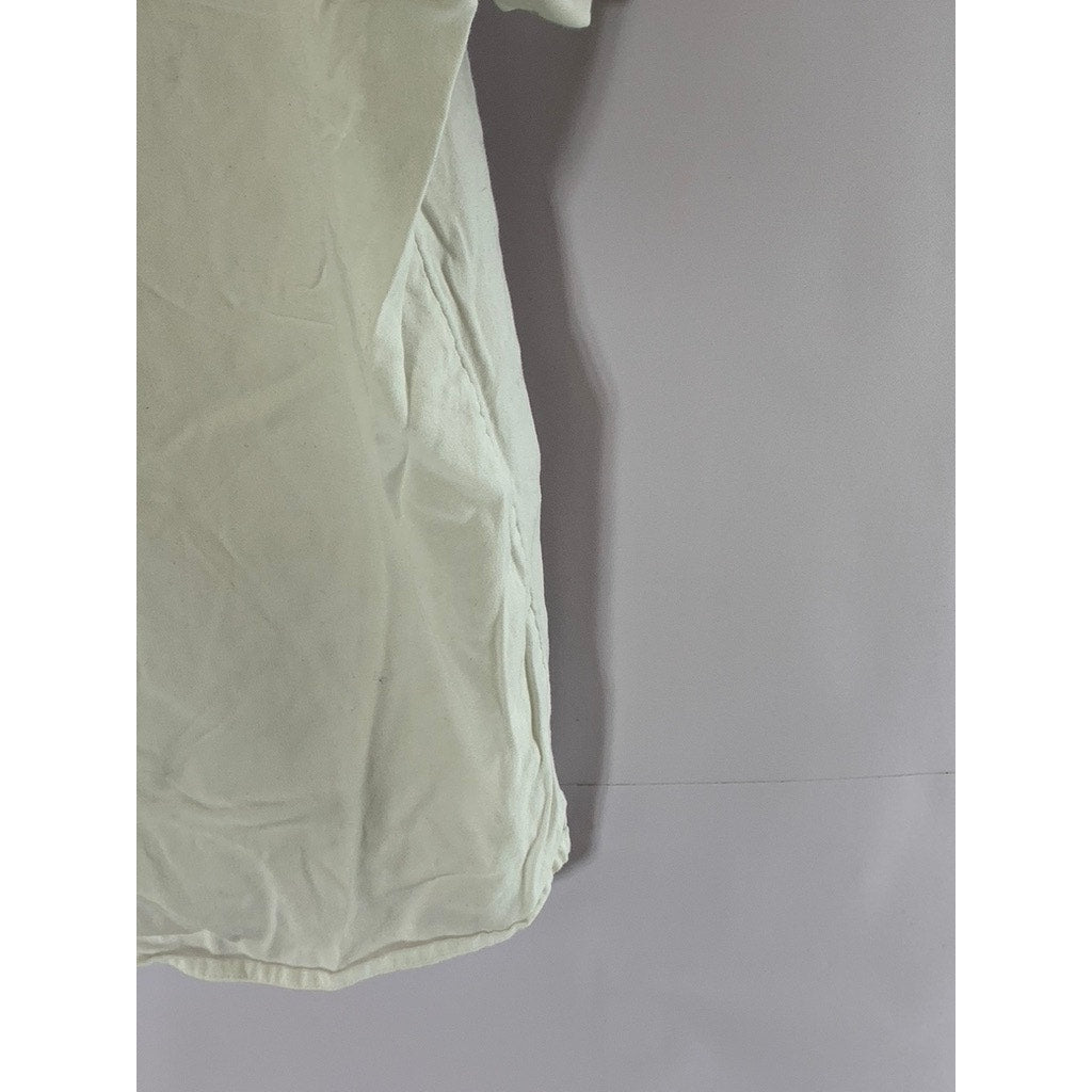 MADEWELL Women's White V-Neck Short Sleeve Parka Popover Top SZ M