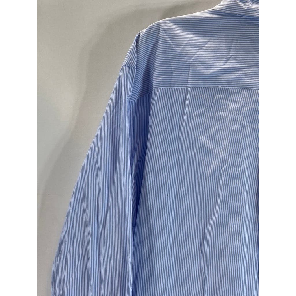 TOMMY HILFIGER Men's Light Blue Striped Classic-Fit Button-Up Shirt SZ XL
