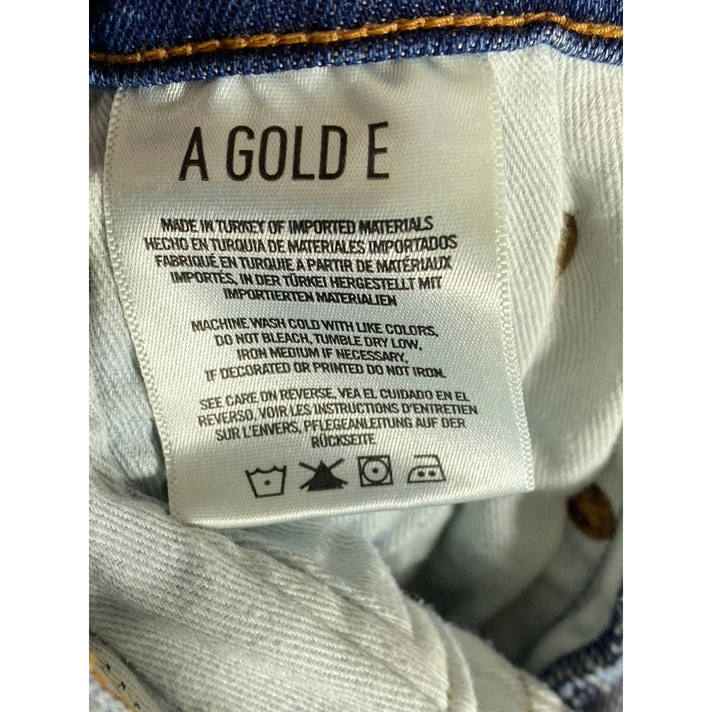 AGOLDE Women's Blue Denim Distressed High-Rise Sophie Skinny Cropped Jean SZ 30